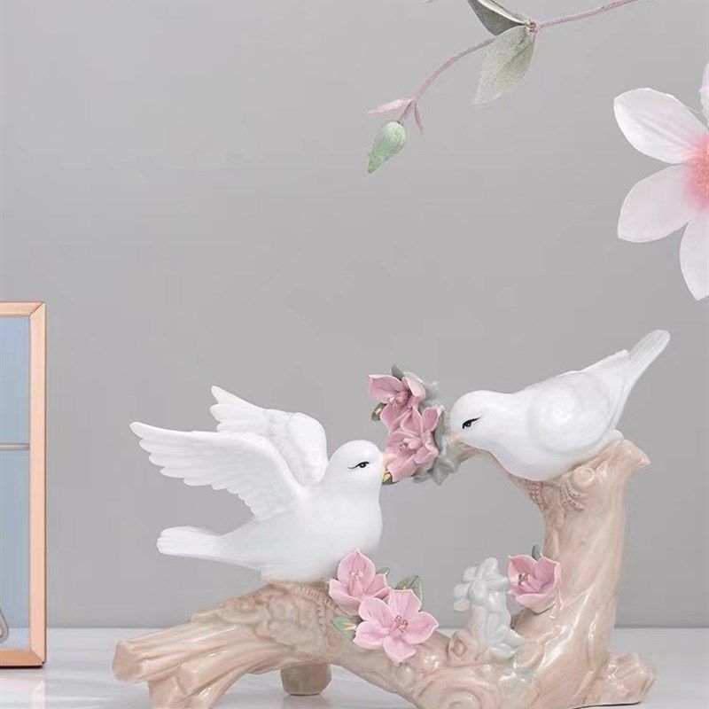 陶瓷小鸟摆件家居客厅酒柜软装饰品欧式创意房间酒柜玄关摆设