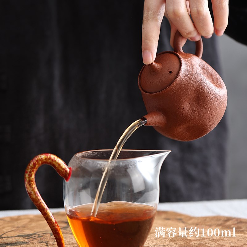 栖凤居原矿朱泥手捏壶复古手工泡茶壶单壶一人手抓壶中式小品壶