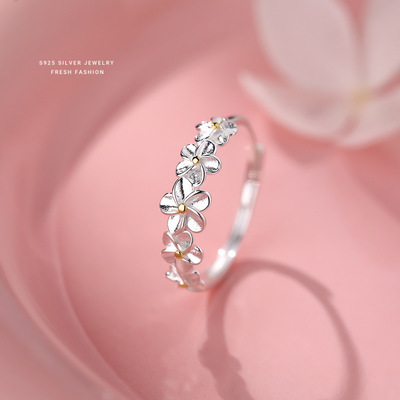 S925银小清新繁花朵朵戒指