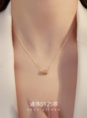 S925纯银小蛮腰玫瑰金项链