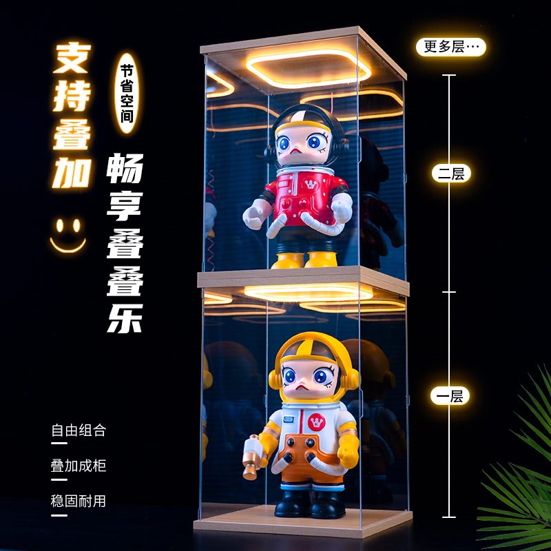 回形灯带灯亚克力高透明玻璃展示盒手办模型高达发U光防尘罩子定