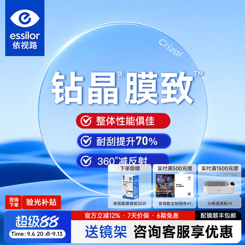 依视路1.67钻晶膜致防蓝光