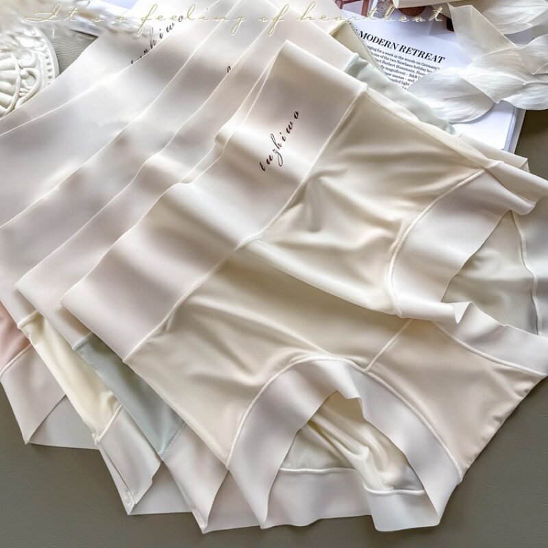 爆款超软糯超薄冰丝高腰内裤女桑蚕丝底档无痕高弹裸感少女三角裤