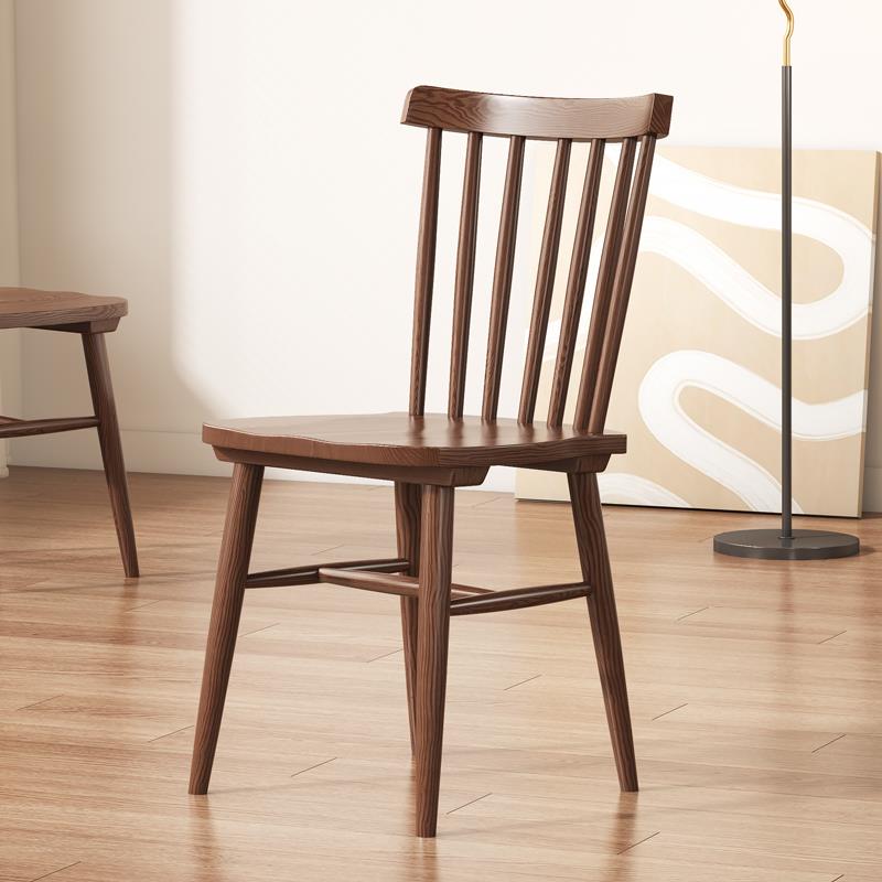 温莎椅深胡桃色全实木餐椅家用餐厅白蜡木椅子佛山家具简约餐桌椅