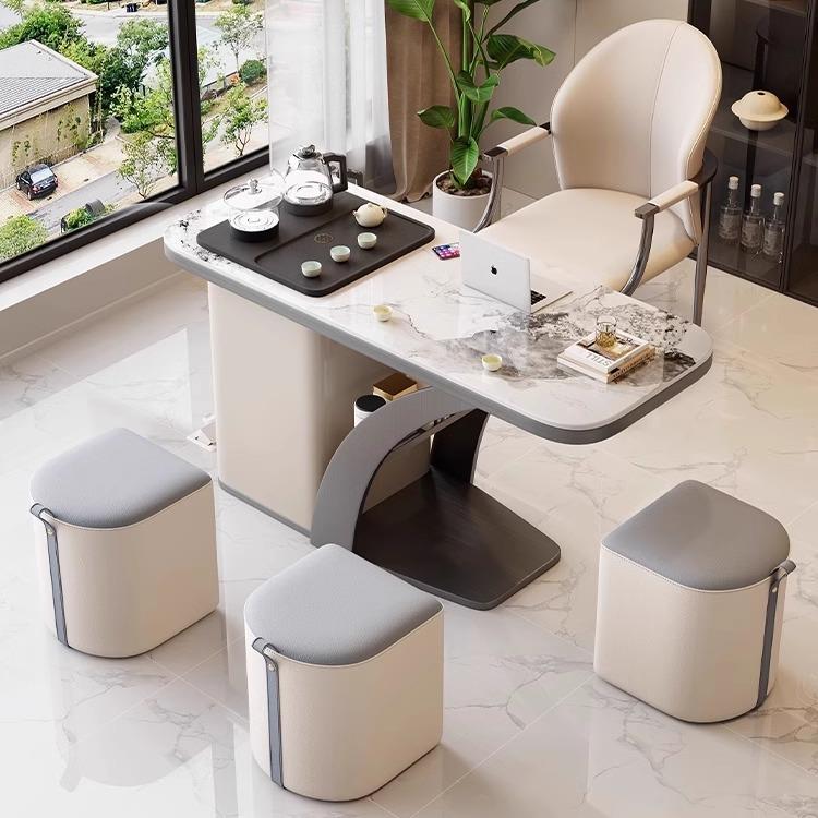 轻奢岩板阳台茶桌椅组合现代小户型茶几客厅家用小茶台烧水壶一体