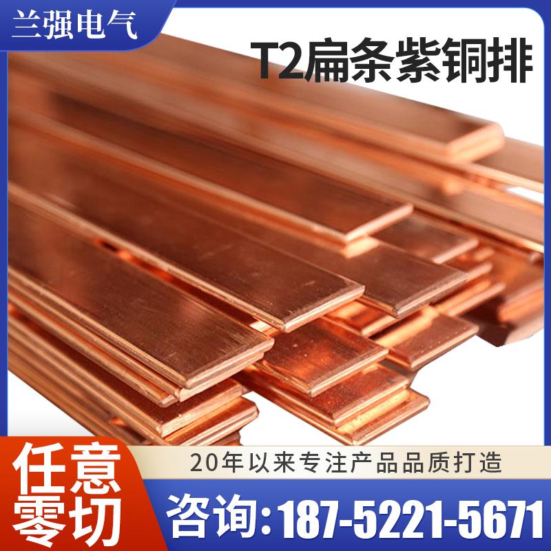 T2铜排紫铜排扁条紫铜条机房接地铜排TMY铜母线镀锡接地线连接片