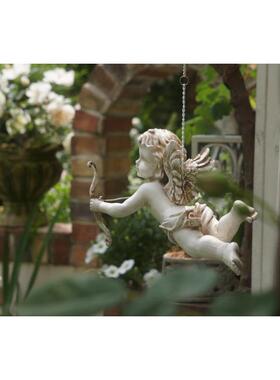 复古做旧悬挂树脂爱神丘比特小天使挂件摆件花园庭院装饰品现货
