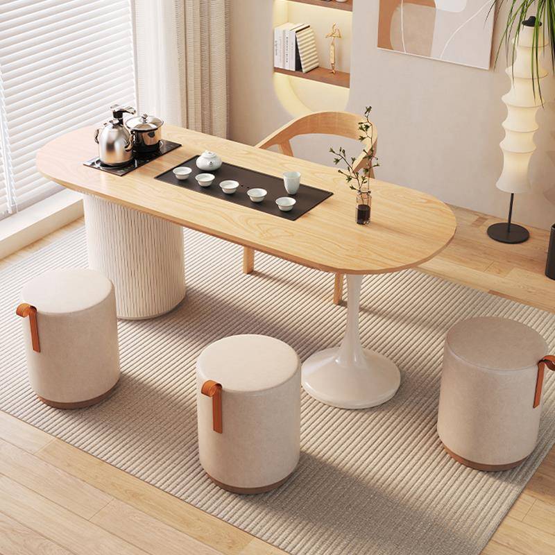 现代简约白蜡木茶桌椅组合客厅家用原木茶台奶油风阳台实木小茶桌