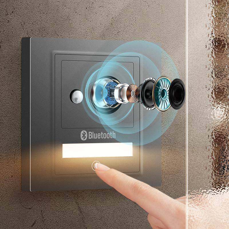 墙壁嵌入式无线 线蓝牙音响86型小夜灯面板喇叭手机蓝牙智能连接