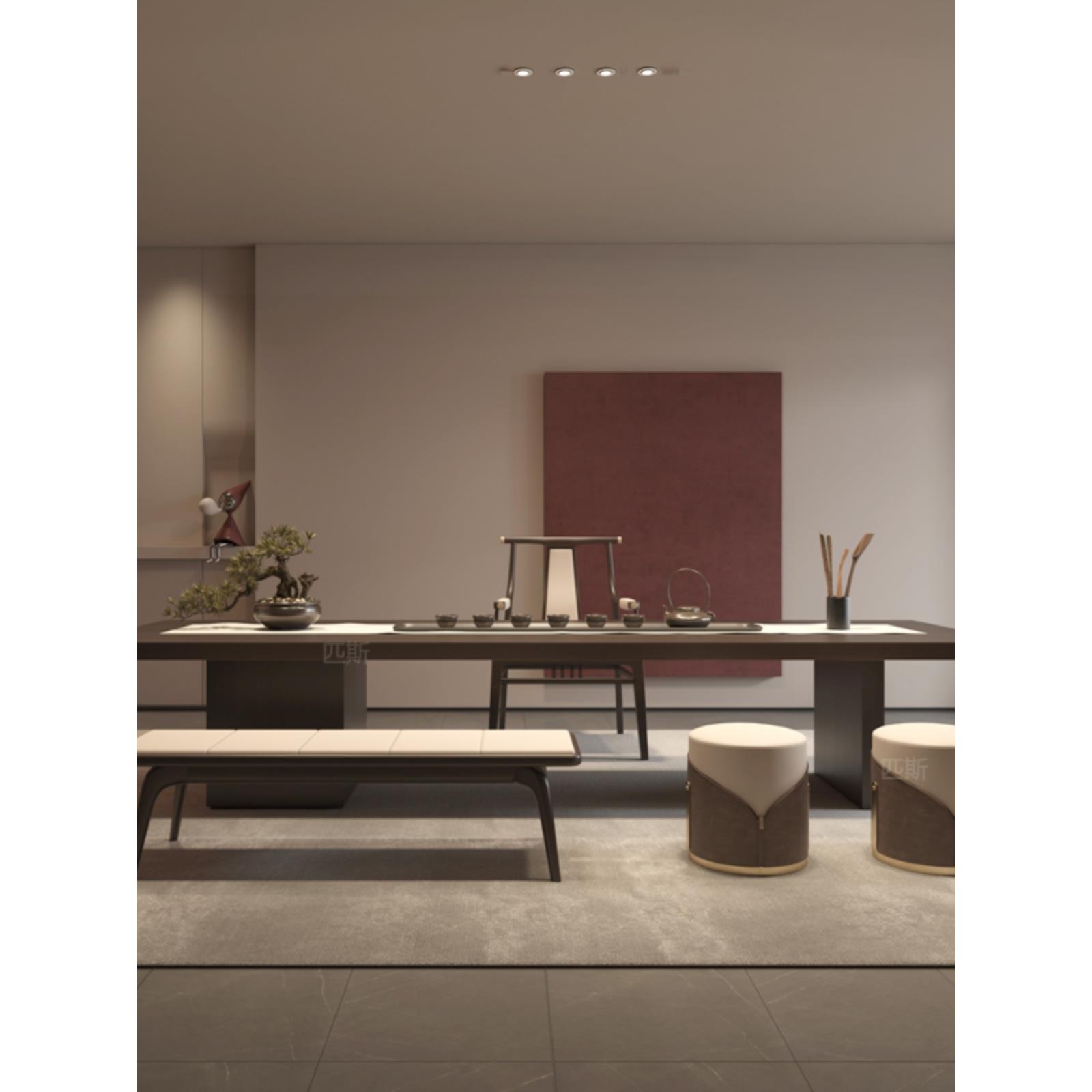 新中式实木茶桌椅 组合意式现代轻奢功夫泡茶台办公室设计师茶室