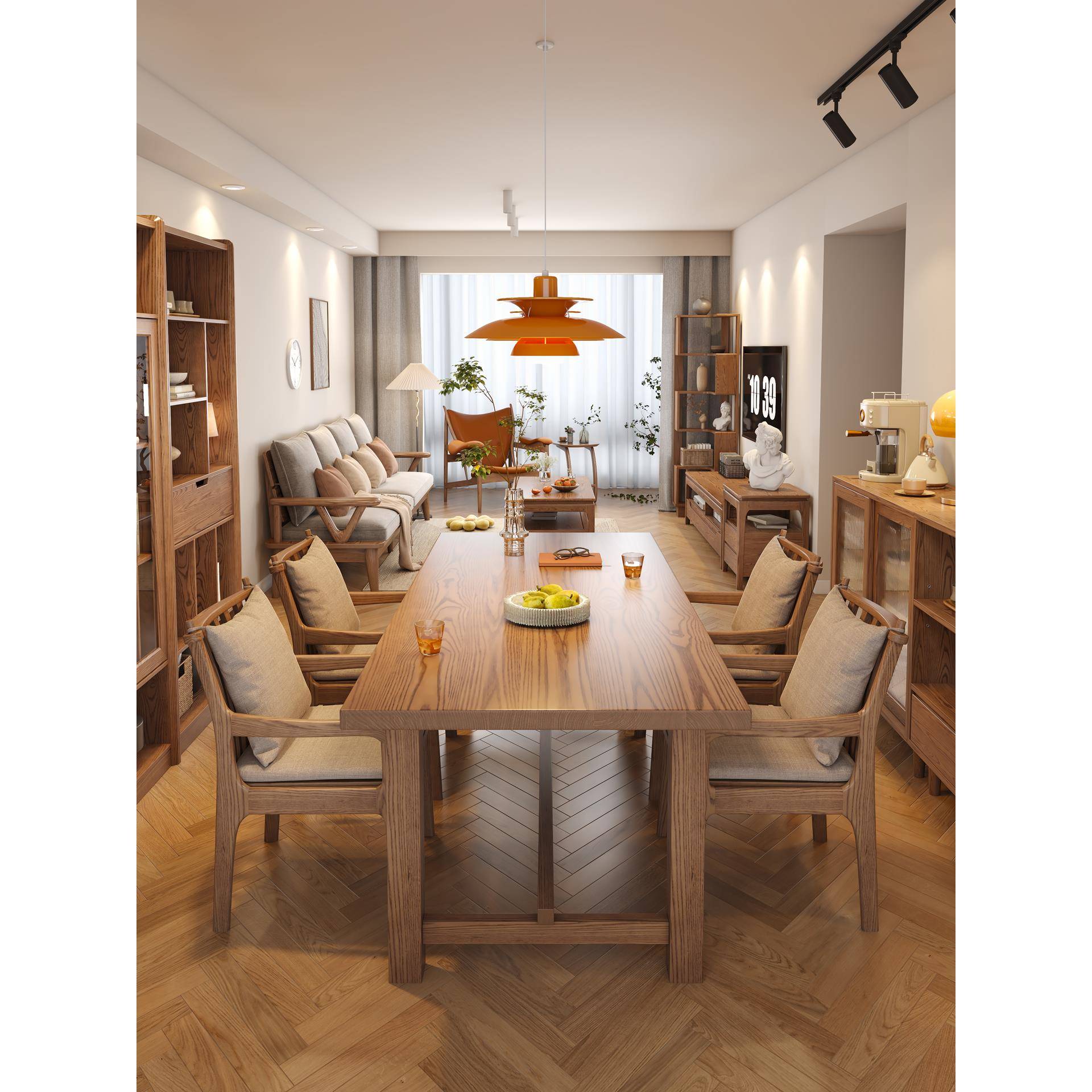 北欧全实木餐桌白蜡木日式原木长方形大板餐桌客厅大长书桌工作台