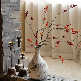 山归来假花仿真花红果发财果浆果新中式侘寂风客厅插花干花摆件