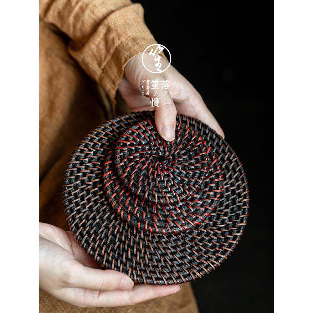 落笙藤编茶杯垫子茶托家用隔热防烫养铁壶紫砂壶垫干泡台壶承茶承