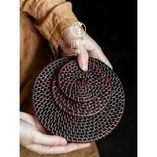 落笙藤编茶杯垫子茶托家用隔热防烫养铁壶紫砂壶垫干泡台壶承茶承