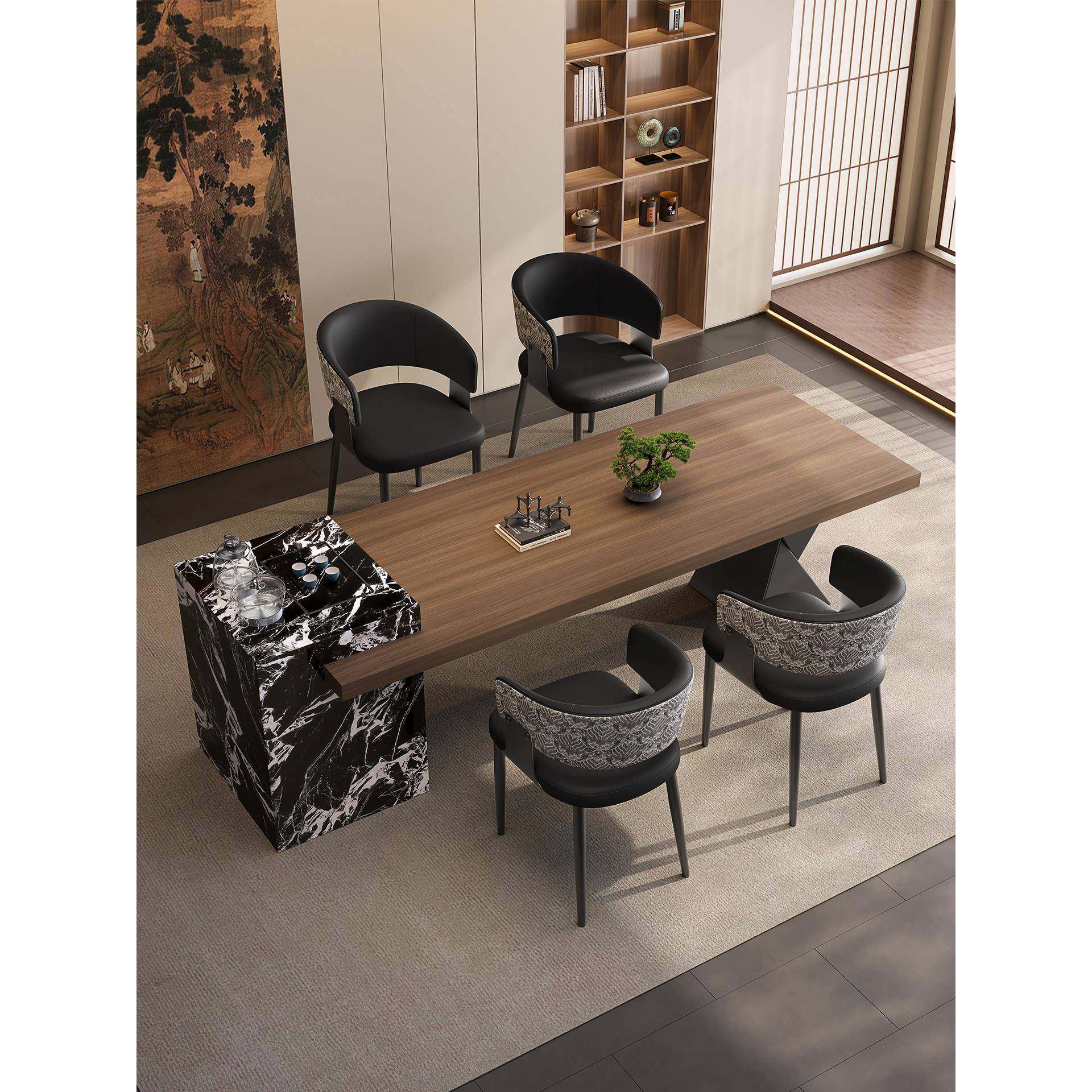 意式木纹岩板茶桌椅组合轻奢办公室泡茶台一体高级感客厅家用茶几,住宅家具,家用茶台/茶桌,淘宝优惠券,粉丝福利购,淘宝优惠卷