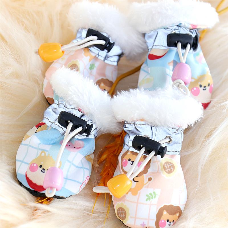 狗狗鞋子小型犬宠物冬季加绒不掉脚泰迪脚套比熊外出防脏神器防水