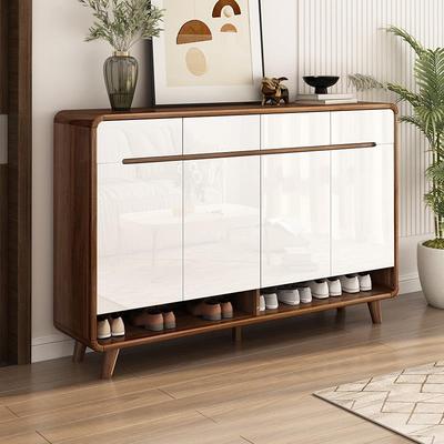 实木鞋柜全实木玄关柜白色门扇客厅隔断柜一体收纳柜阳台储物柜子