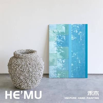 现代艺术抽象植物光影客厅装饰画 画小众艺术手绘油画 画高级感玄