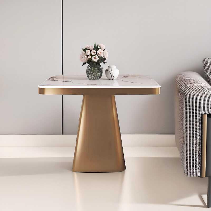 现代轻奢岩板方桌卧室高级小茶几意式边几角几客厅沙发阳台小桌子