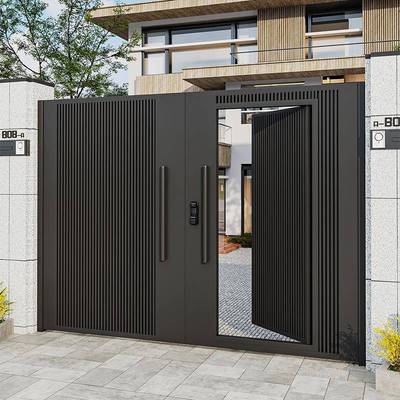 铝合金庭院大门农村自建房入户门别墅大门中式平移门花园双门