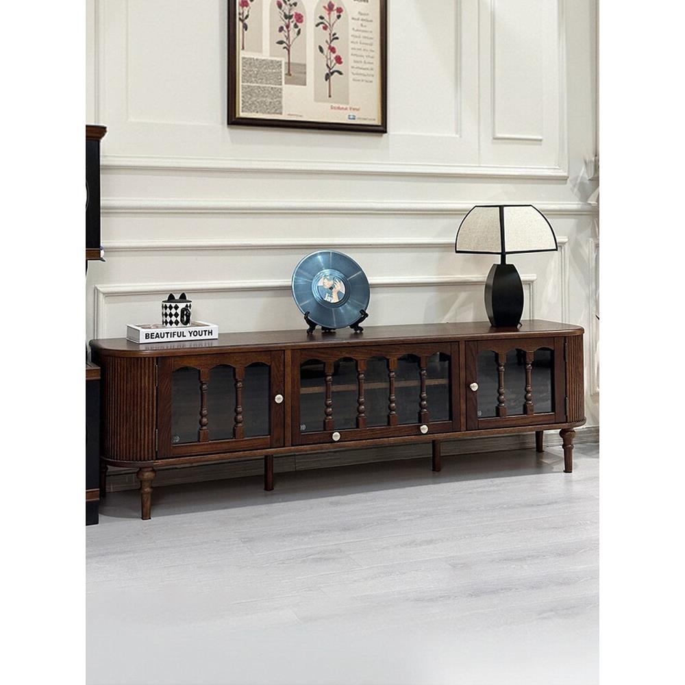 经典美式实木长方形茶几核桃木全实木轻奢美式乡村带抽屉客厅家具