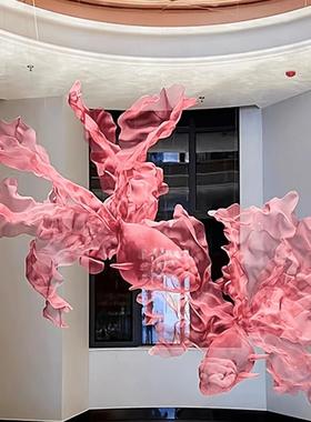 现代中式金鱼空中悬挂软装吊饰创意金属网格商场酒店开业艺术装饰