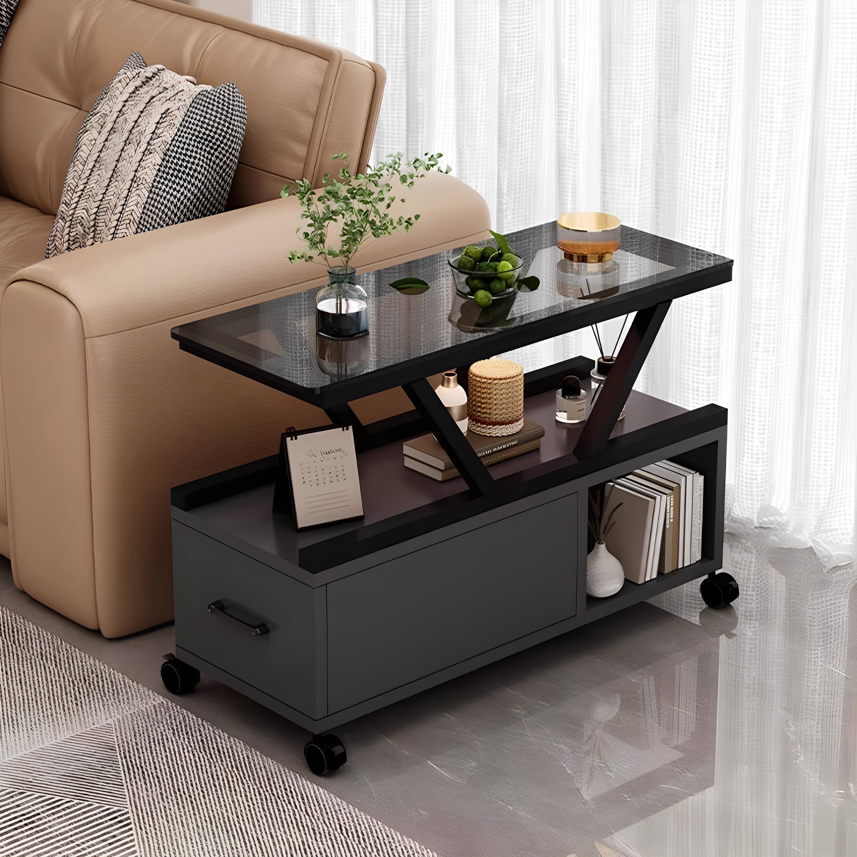 沙发玻璃边几家用客厅小桌子茶几轻奢可移动桌子角几柜置物柜