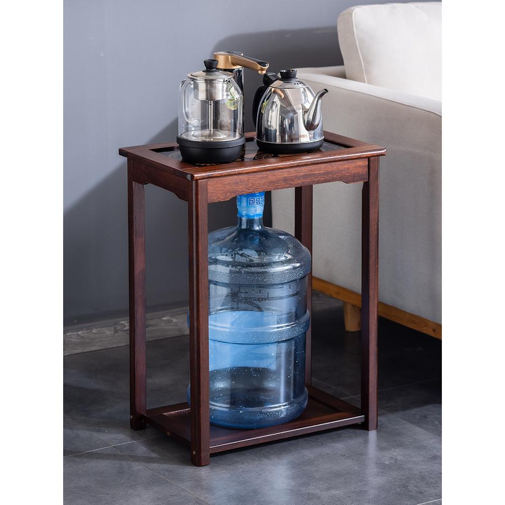 胡桃木移动茶台茶桌边柜沙发边几小茶几实木客厅烧水架泡茶水柜子