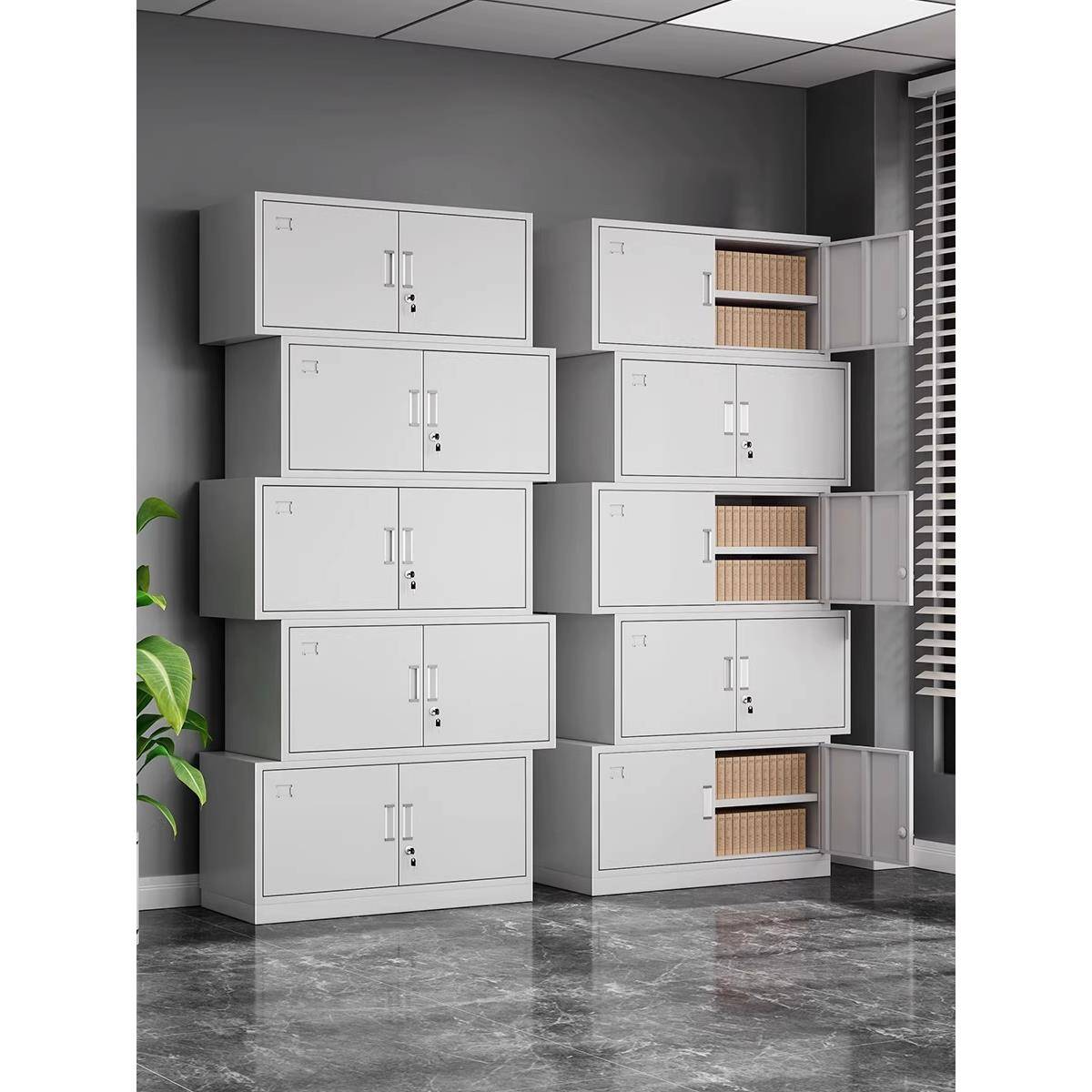 拆装分体五节铁皮柜文件柜办公室储物资料柜带锁凭证顶柜档案柜子