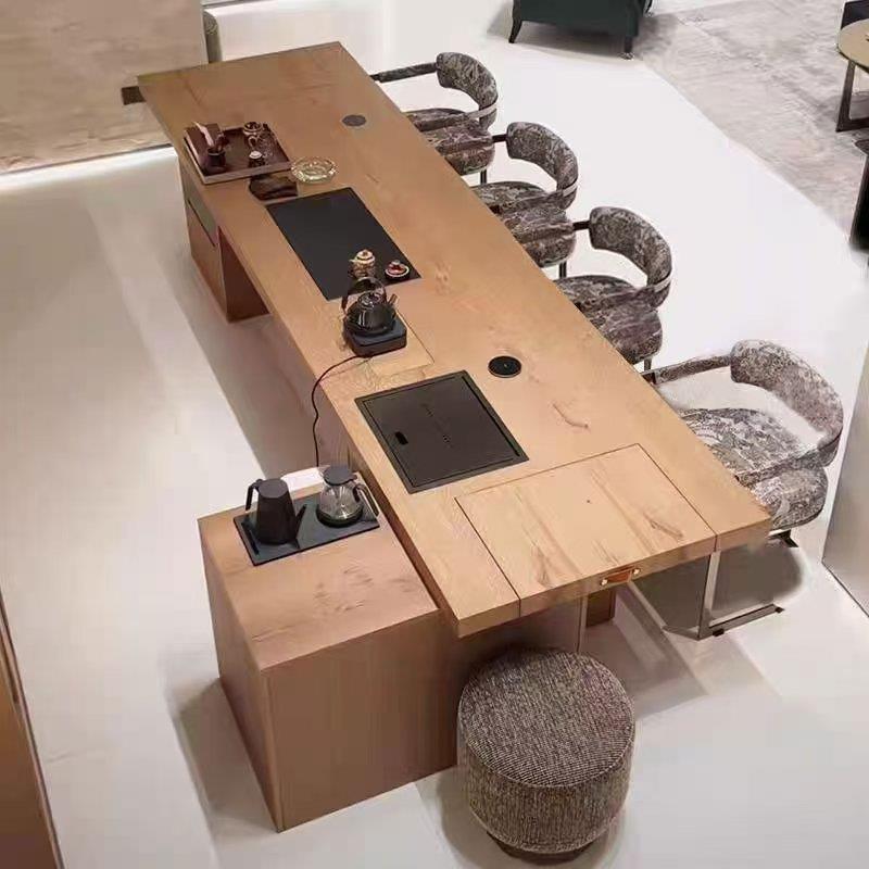 新中式北美黑胡桃木茶桌椅组合现代简约轻奢家用客厅办公室泡茶台