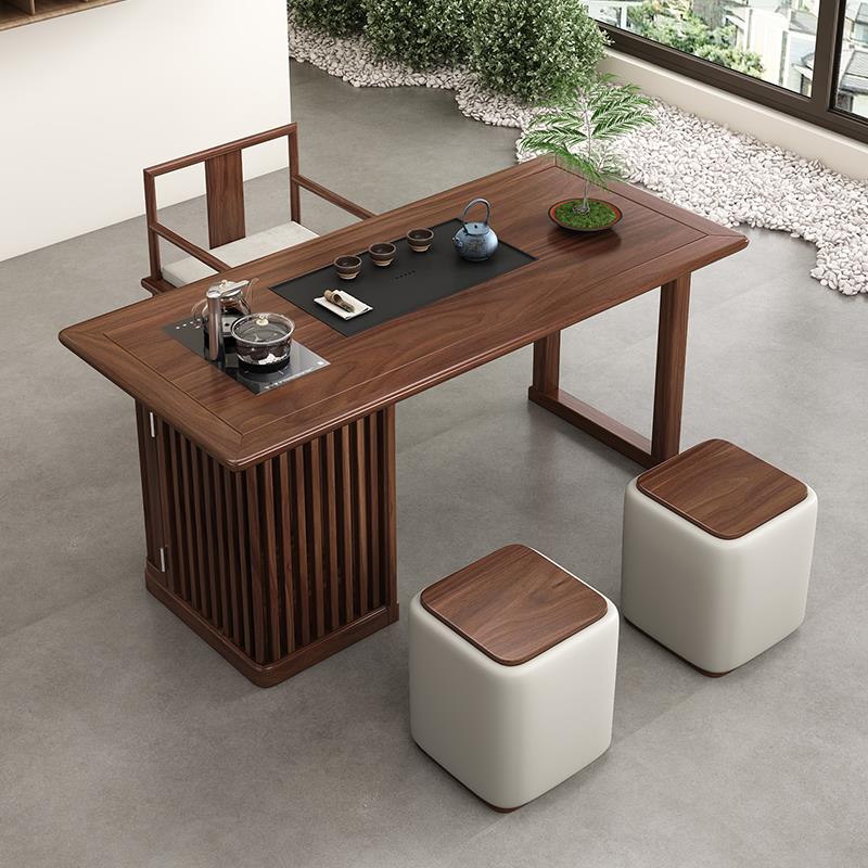 老榆木茶台新中式实木阳台茶桌2025新款客厅小型家用泡茶桌椅组合
