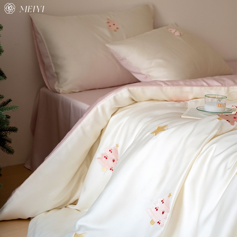 少女小清新夏季60S天丝四件套冰丝床单被套凉感丝滑新款床上用品