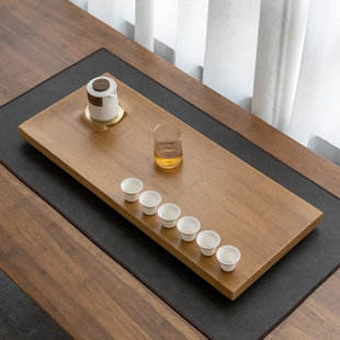 悟土实木茶盘家用简约轻奢现代沥水盘简易茶海小型抽屉储排水茶台