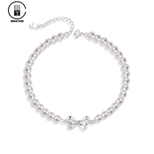 NY官方正品新款S925纯银在逃公主珍珠蝴蝶结手链轻奢小众精致设计