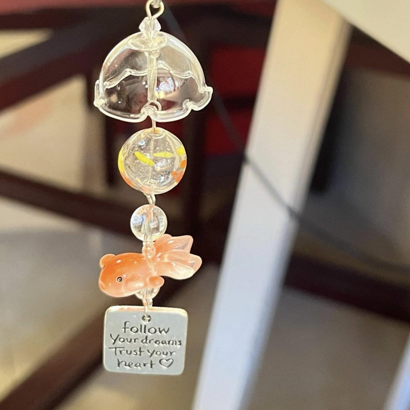 汽车车载金鱼风铃装饰梦境手作串珠挂件ins风小鱼手机链彩珠挂饰