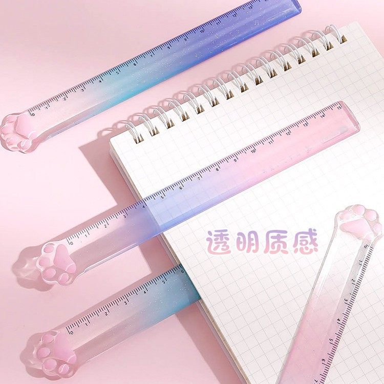 卡通透明猫爪渐变色少女萌书签直尺15cm考试学生可爱尺子绘图测量,文具电教/文化用品/商务用品,各类尺/三角板/量角器,淘宝优惠券,粉丝福利购,淘宝优惠卷