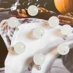 古风圆形玉石碎珠子唐装汉服旗袍手缝纽扣衬衫棉麻装饰扣绿色蓝色