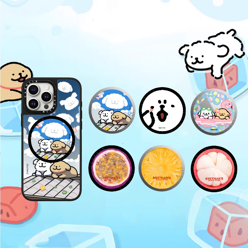 夏日线条小狗磁吸手机支架适用于苹果MagSafe便捷折叠支架