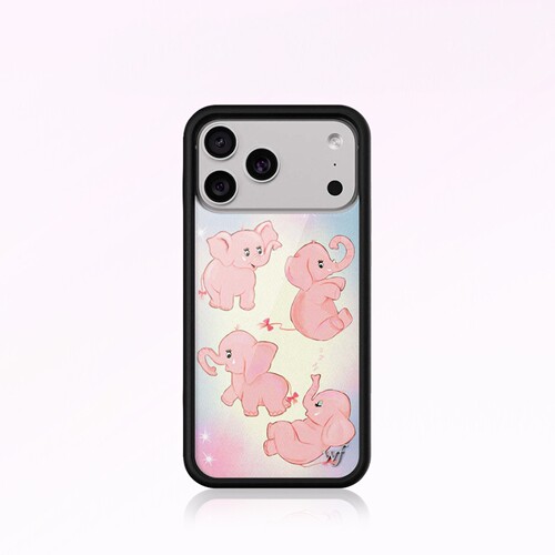 WF手机壳粉色小象手机壳Pink Elephants适用苹果iPhone17/16/15/14/Pro/Max硬壳全包保护套防摔wf可爱少女