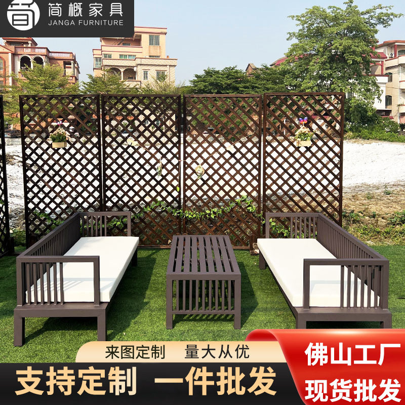 北欧铁艺沙发椅 咖啡厅双人沙发桌椅 奶茶店成套铝制洽谈沙发卡座