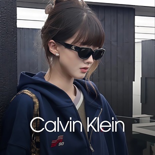 ck墨镜女防晒防紫外线猫眼窄框显脸小开车用近视太阳镜男CKJ24638