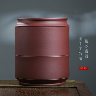 宜兴全手工竹节紫砂茶水缸储水罐家用过滤直饮抽水净水缸茶水桶