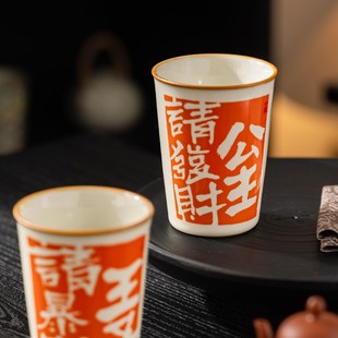 个人功夫单个茶杯定制开片可养 米黄汝窑可乐杯主人杯t中式