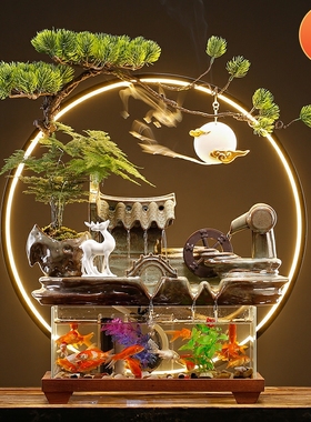 流水摆件循环水喷泉景观鱼缸客厅招财办公室桌面装饰乔迁开业礼品