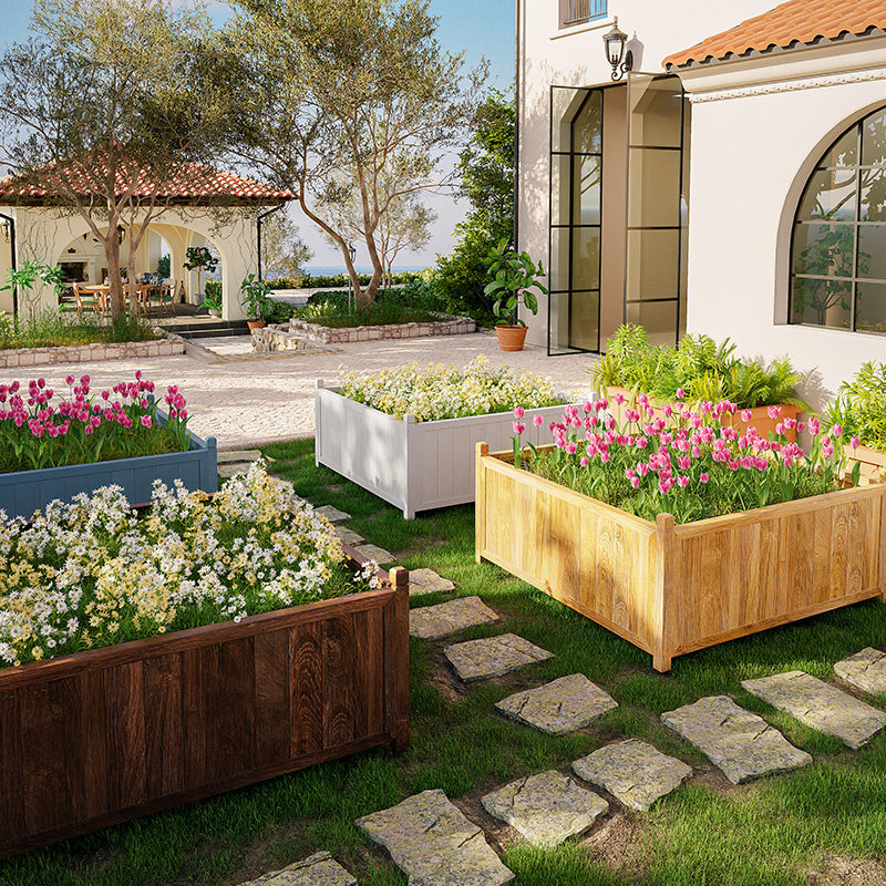 防腐木天台正方形特大号室外楼顶种植箱庭院子种菜花盆花园专用箱