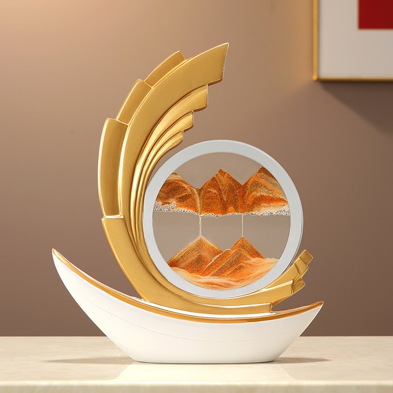 风生水起轻奢高级感一帆风顺船摆件客厅玄关装饰办公室流沙画礼物