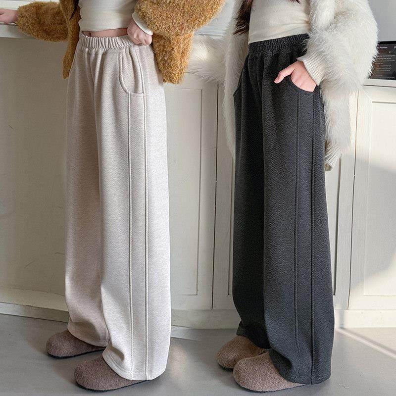 女童加绒运动裤阔腿窄版显瘦冬季女孩儿童中大童春秋薄新款宽松潮