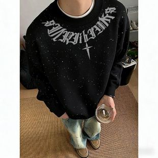 新款帅气圆领满天星亮片长袖卫衣男款韩版秋冬季休闲风设计感上衣