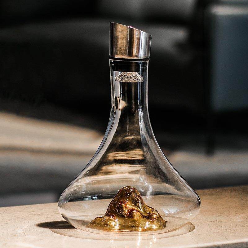 金山瀑布式快速醒酒器家用创意冰山水晶玻璃过滤葡萄酒分酒器酒具