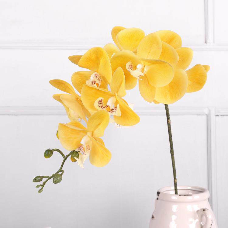 仿真pu过胶蝴蝶兰 假花手感9头蝴蝶兰仿真花 婚庆人造花塑料花材